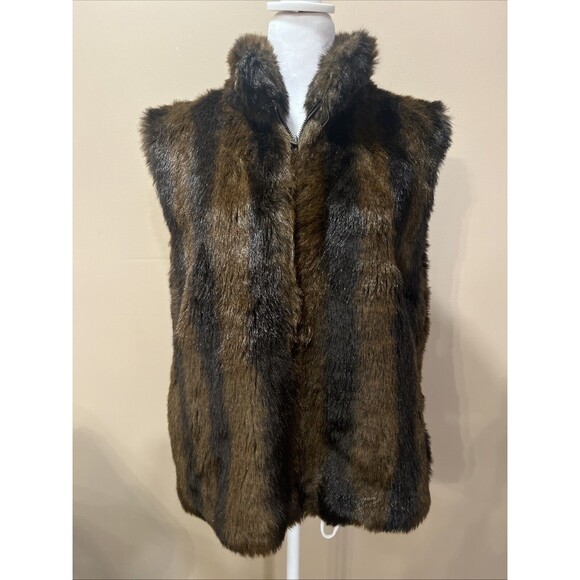 Cocoa new york Jackets & Blazers - Coaco New York Faux Fur Heavy Vest Brown Mob Wife Women’s L Reversible Chic